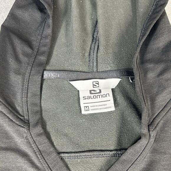 Salomon Hoodie Womens Medium Front Pocket Athletic Actitherm Hiking Shirt Black - Picture 2 of 9